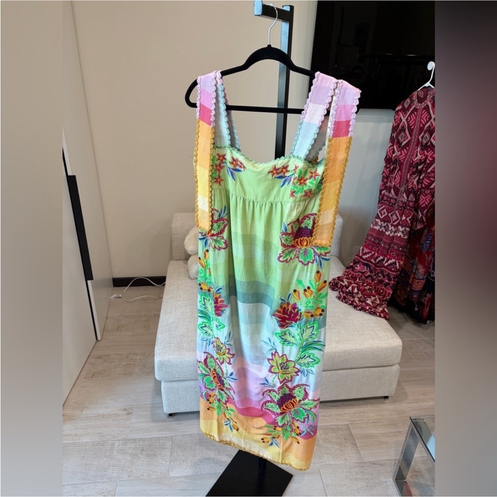 Farm Rio: Multicolor Aura Floral Embroidered Premium Linen Maxi
Dress - Picture 3 of 11